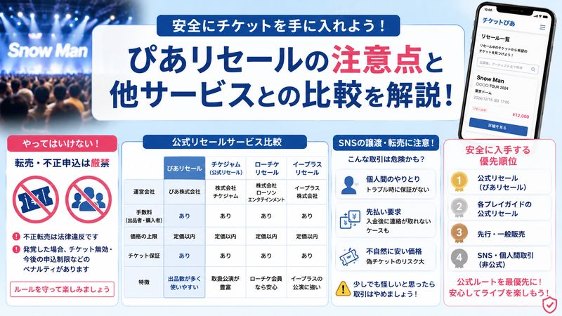 4.ぴあリセールを使う上での注意点と他サービスとの比較