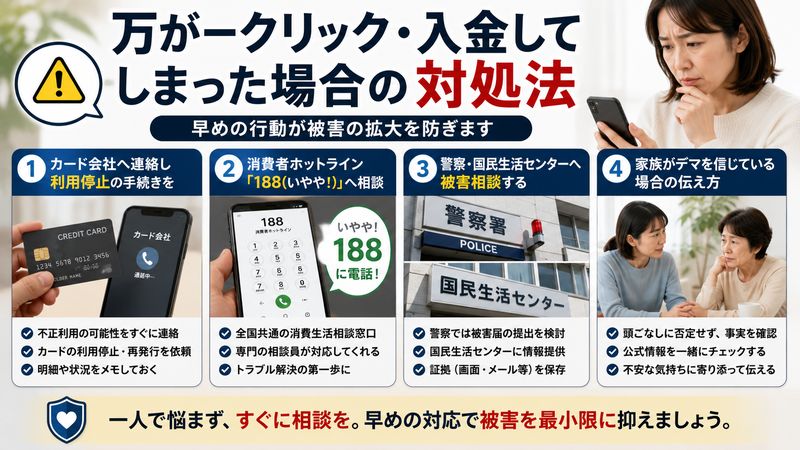 4.万が一クリック・入金してしまった場合の対処法